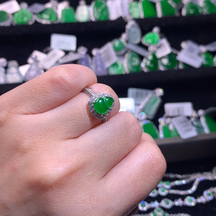 【闪购商品】银S925镀金镶嵌戒指翡翠