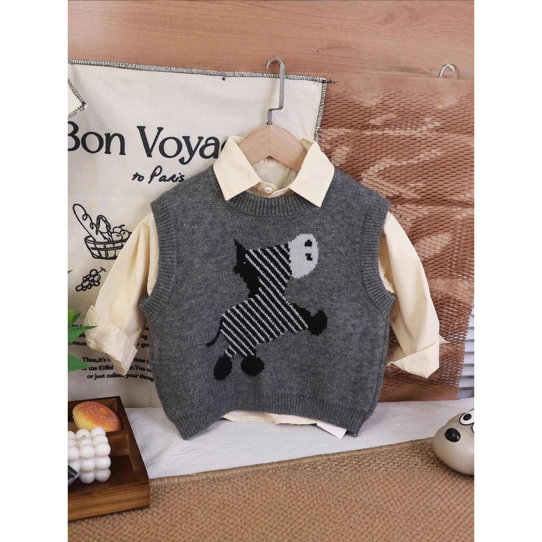 童装儿童马甲针织衫2025秋冬新款韩版男女童洋气外穿宝宝毛衣背心