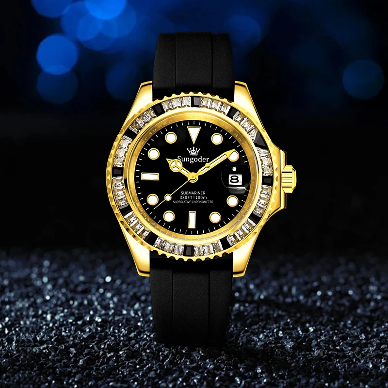 黑面黑钻金鬼男士高端机械手表奢华防水潮流个性皇冠腕表-ZY