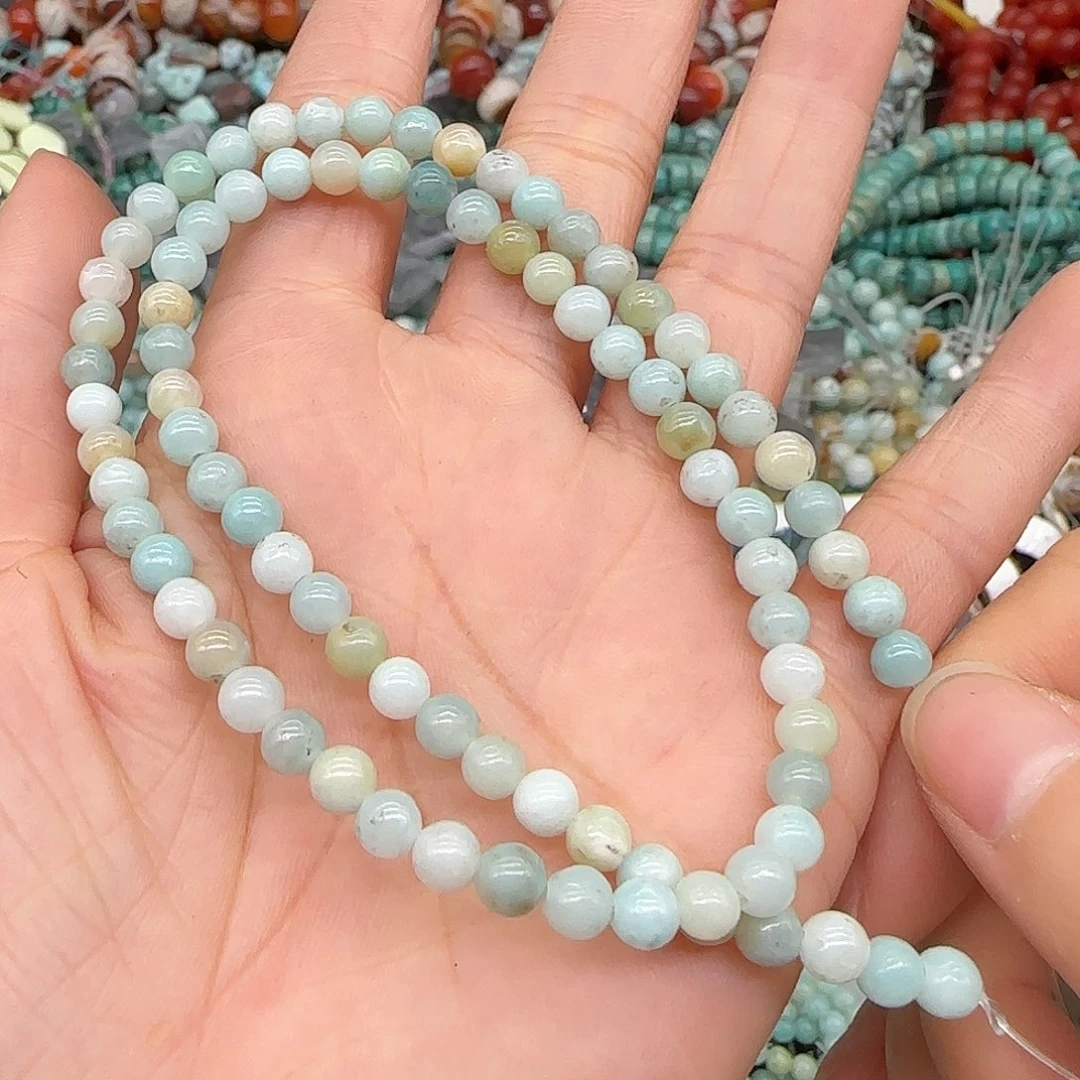 玛瑙/玉髓合金珠宝半成品亚马逊天河石5mm一条