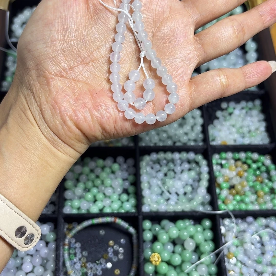 ᐟ****翡翠散珠白冰5+珠子定制