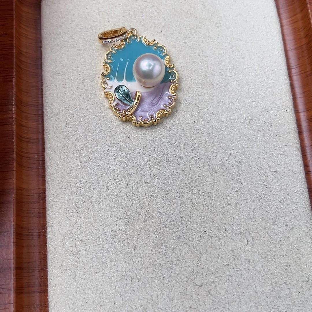 吊坠(不含链)银S925镶嵌海水珍珠