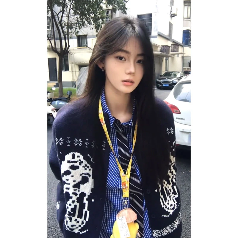 费尔岛立领开衫毛衣男款秋冬季设计感情侣上衣美式复古针织衫外套