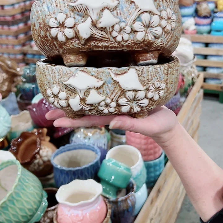 有孔，凑单福利满10元发货陶瓷多肉花盆！