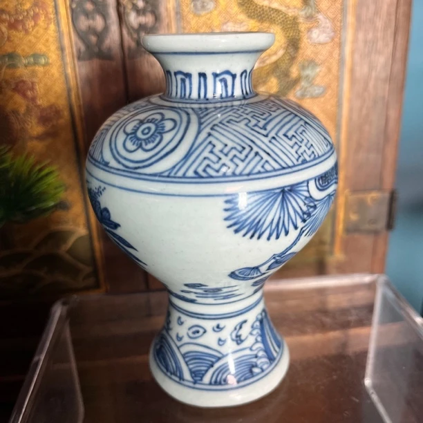 686清早期青花梅瓶花卉罐两件