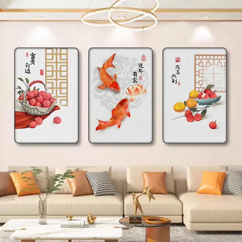 S050连年有余餐厅墙壁挂画新款餐厅挂画客厅背景墙挂画捡漏3