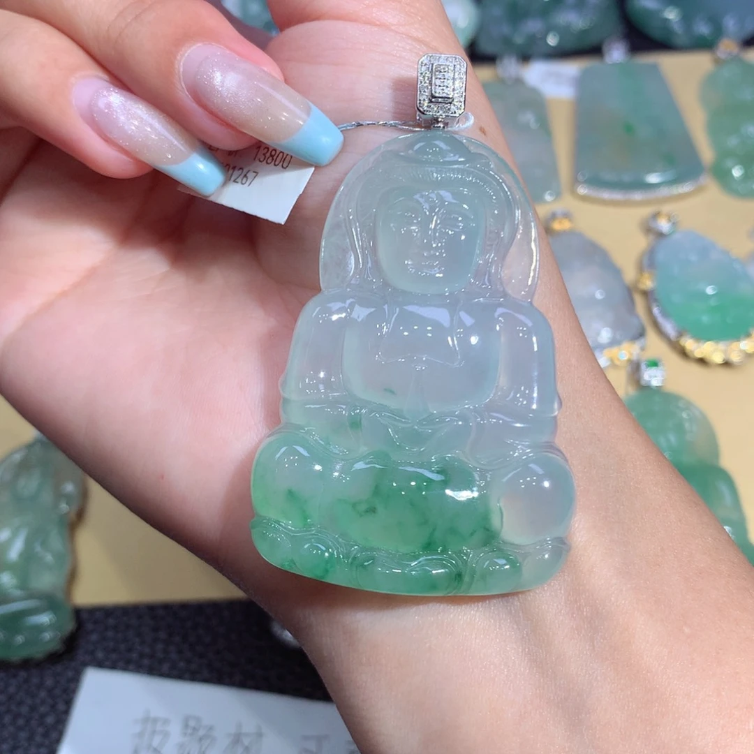 翡翠18K金镶嵌吊坠(不含链)