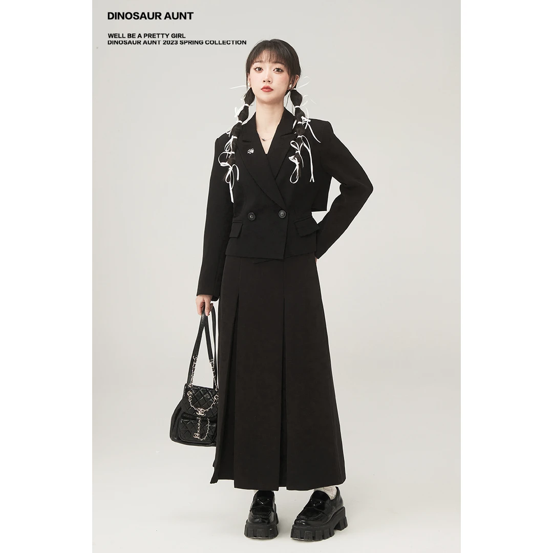 【清仓】Dinosaur Aunt 恐龙阿姨 酷飒御姐风后背镂空收腰短款西装