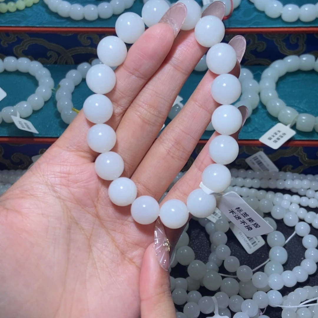 和田玉未镶嵌手串圆珠12