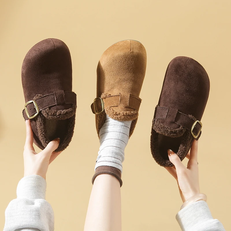 【品牌】勃肯鞋2025冬复古全包圆头保暖时尚休闲鞋舒适防滑638-2