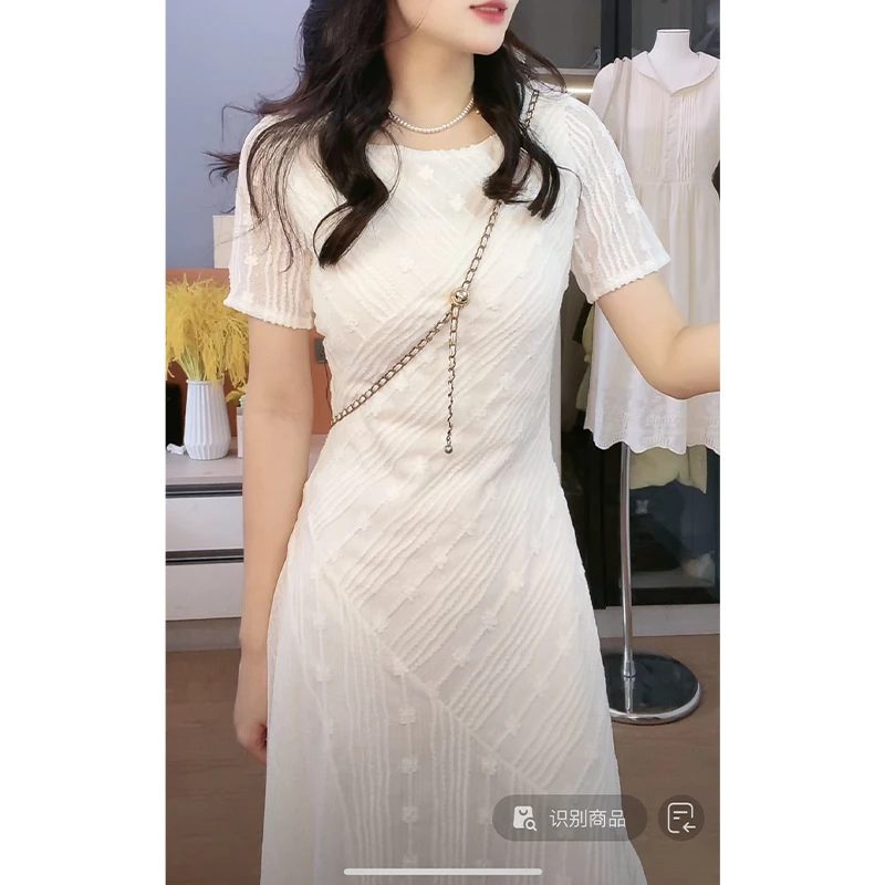 【笛卉】优雅出圈！法式初恋复古蕾丝拼接修身显瘦网纱仙女连衣裙