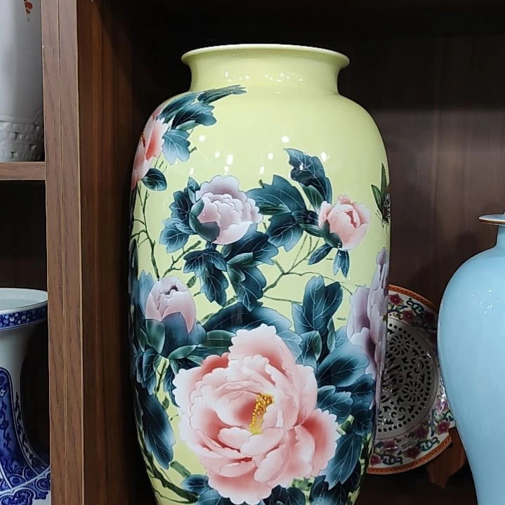 海***草瓷片景德镇陶瓷牡丹瓶