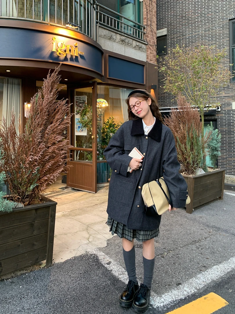 呢大衣气质毛呢外套秋冬呢子长袖千金风娃娃
