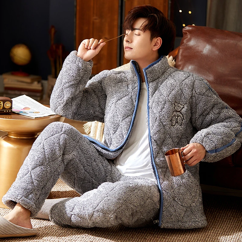 【夹棉】冬季睡衣男秋冬睡衣家居服睡衣男冬加厚加绒21707