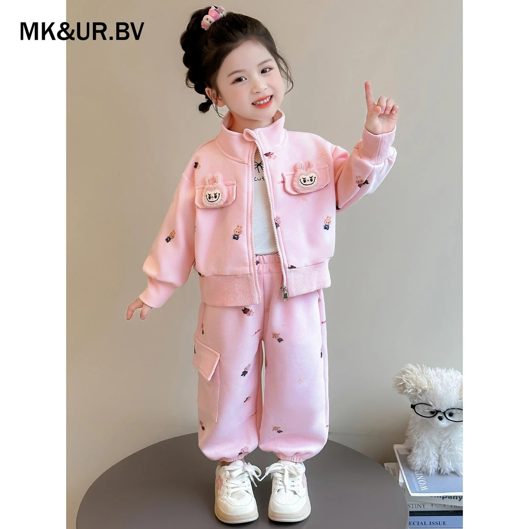 MK&UR.BV女童秋季套装2025年新款洋气时髦网红卡通休闲运动两件套