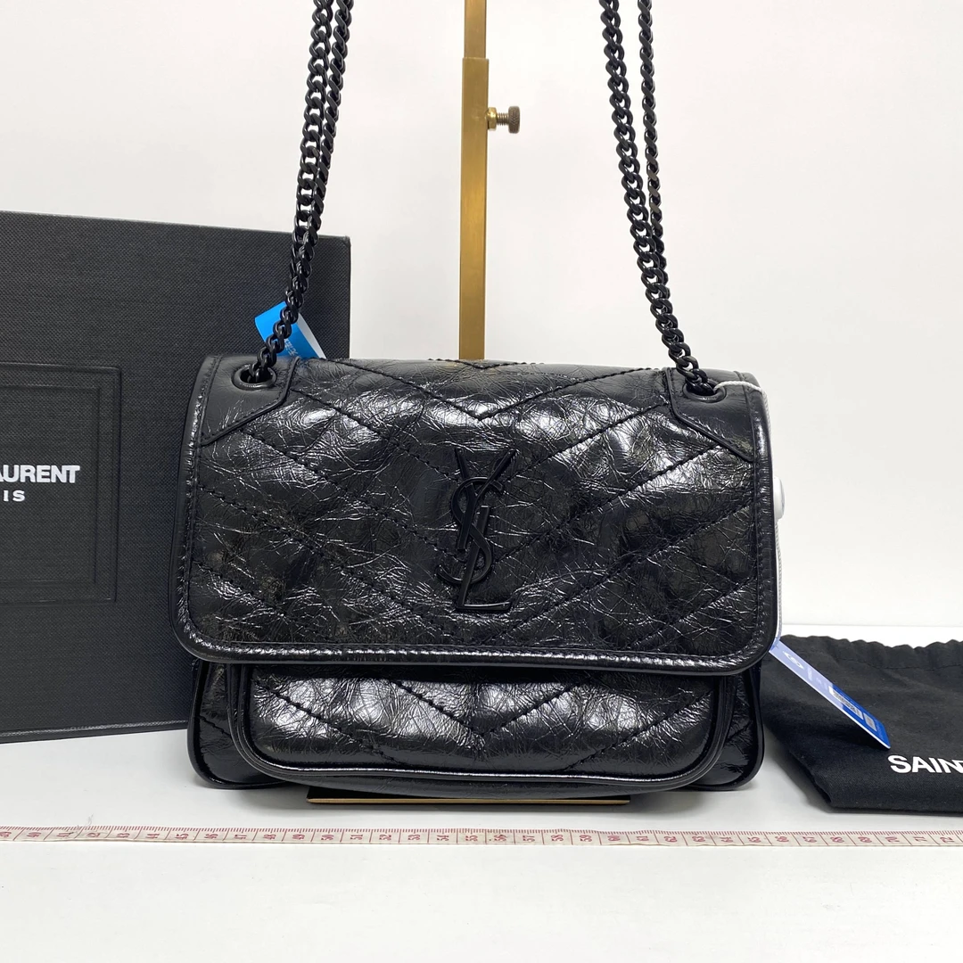 95新 YSL/圣罗兰 小野专属 圣罗兰黑色Niki小号单肩包 LM3082