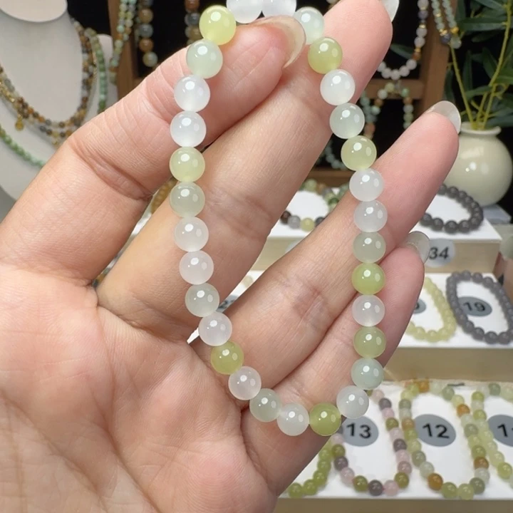 和田玉未镶嵌手串卡6多宝微包容