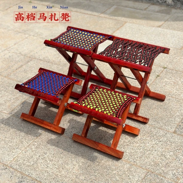 槐木实木马扎凳子户外钓鱼凳烧烤凳成人家用结实可折叠便捷式加粗