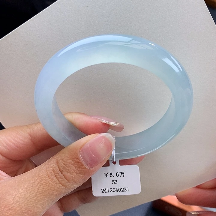 未镶嵌手镯翡翠53正圈冰胶晴水