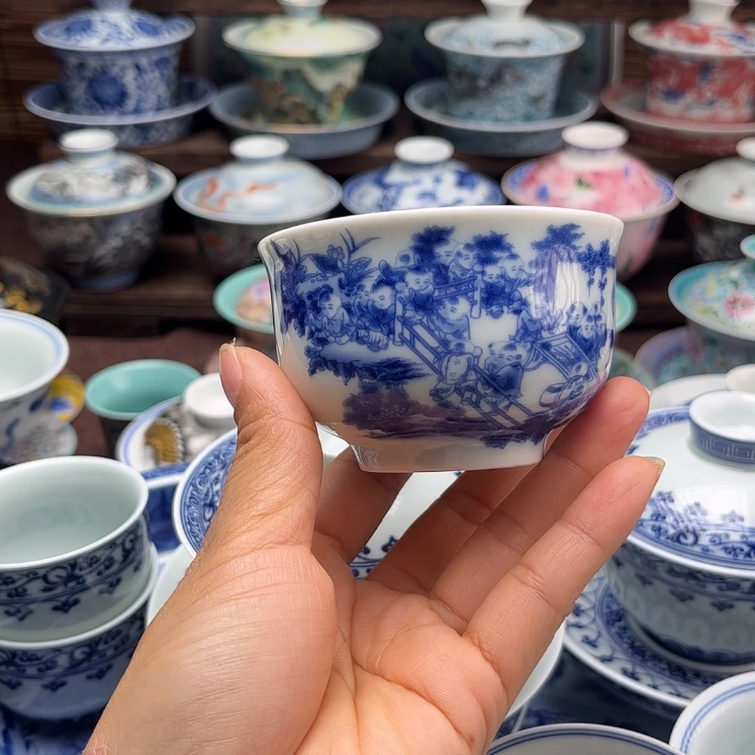 不***华景德镇陶瓷盖碗压手卢氏杯