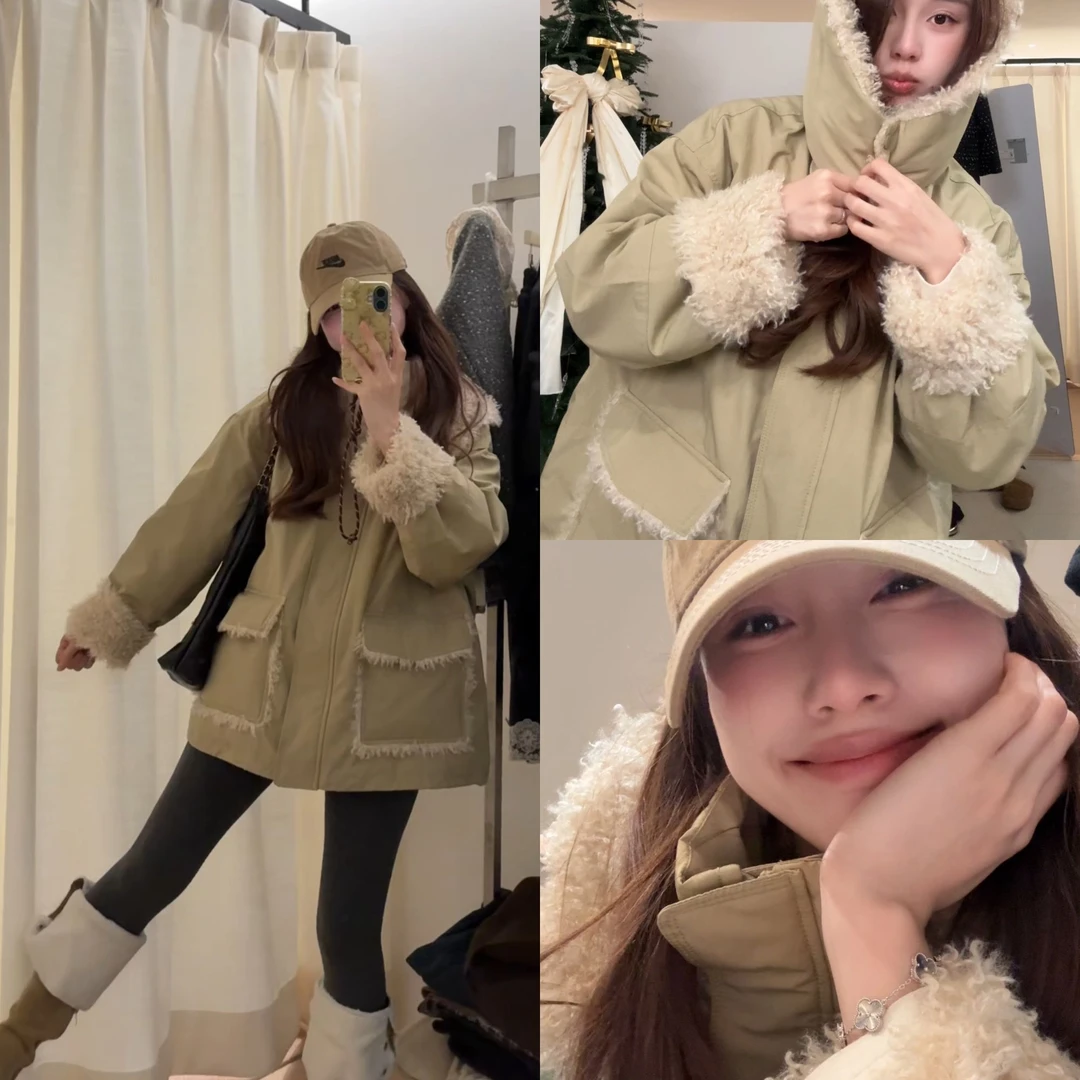 【你好露丝】2024秋冬新款露丝同款网红韩版百搭连帽加绒时尚羽绒服