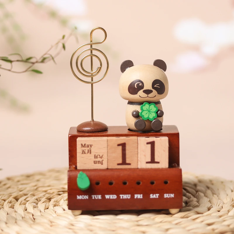 熊猫四叶草音乐盒八音盒摆件女朋友男朋友儿童 节日生日礼物摆件