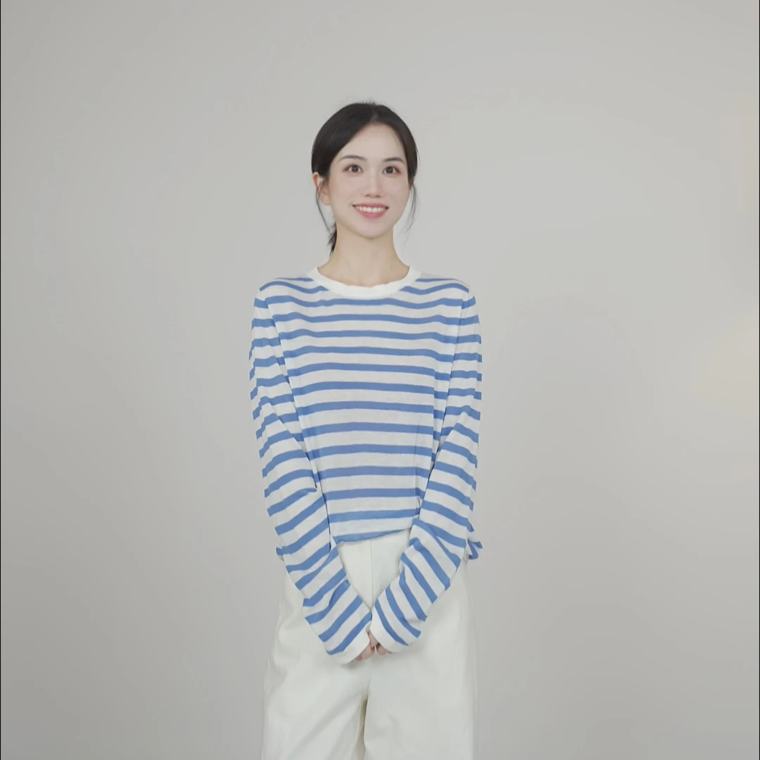 小禾【薄如蝉翼】夏季亚麻百搭条纹防晒空调慵懒风针织罩衫