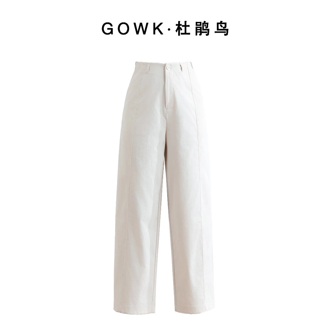 GOWK/杜鹃鸟超钛棉小V腰H版型立裁中缝线九分裤休闲裤