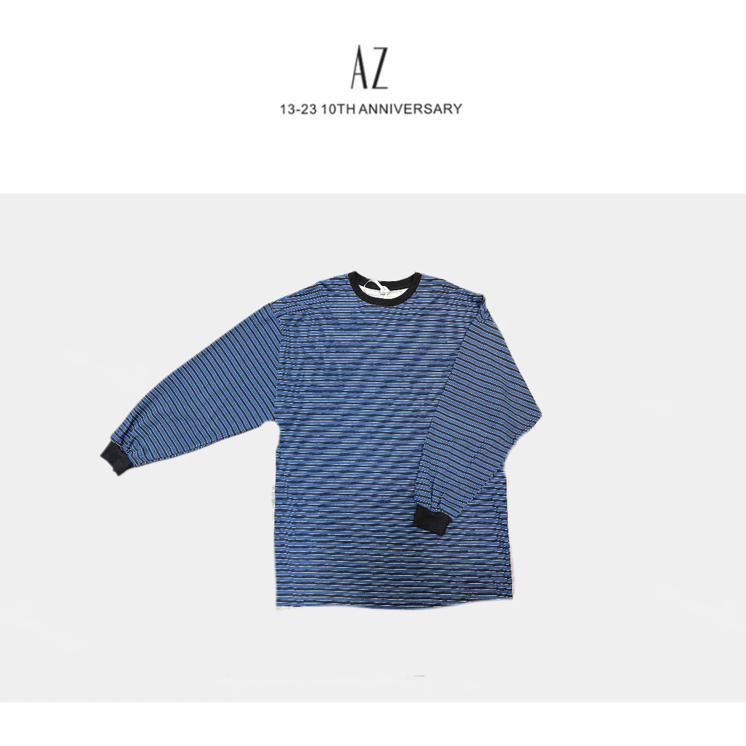 【清仓款】收袖口条纹蓝tee G2153