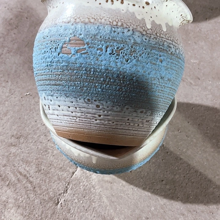 紫砂花盆口径20高度19两只瑕疵