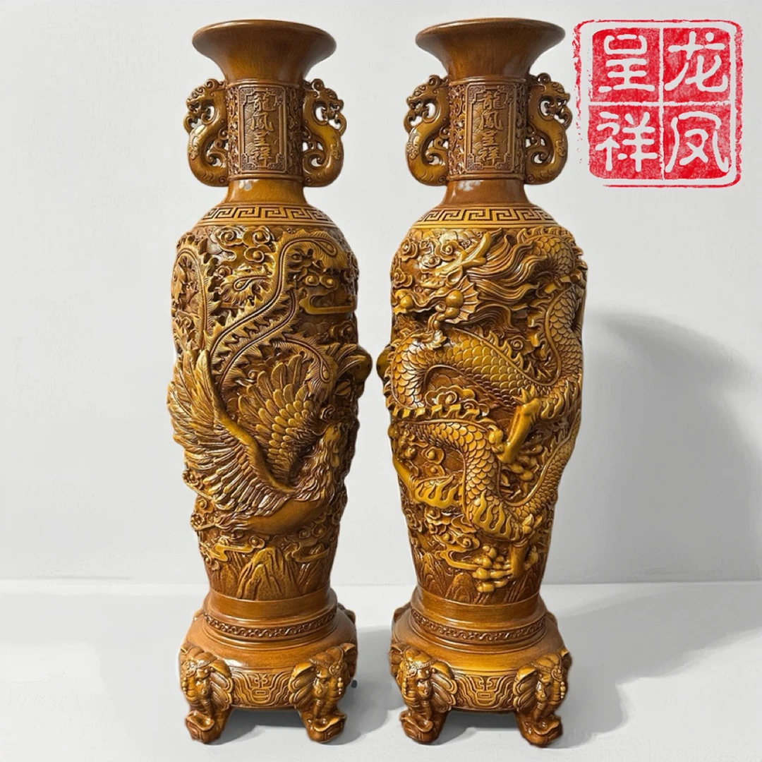 【龙凤呈祥】一对花瓶高档家居摆件（特制）高度50cm