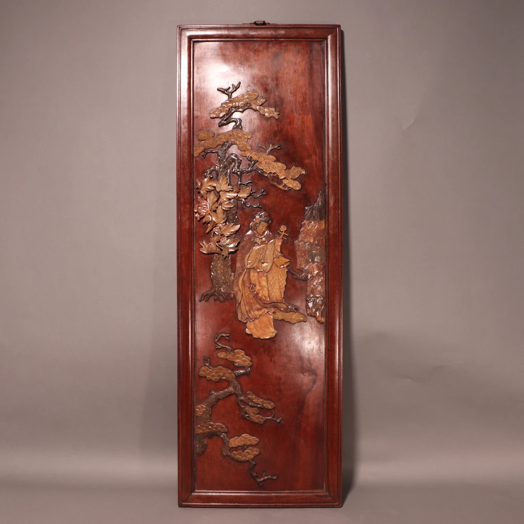 lot6  DY0055  清代  嵌黄杨人物挂屏