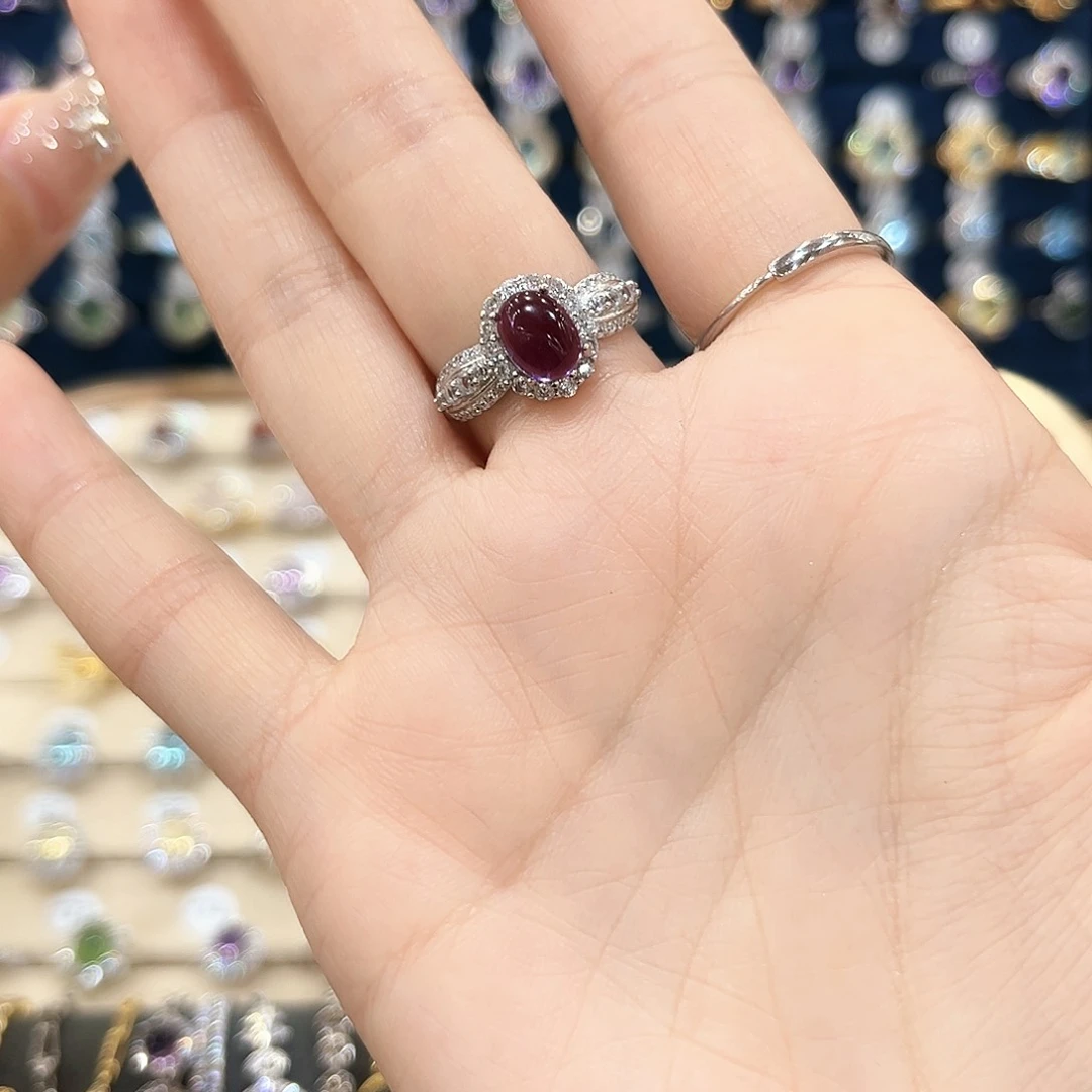 紫晶女款银S925镶嵌绣****?戒指53