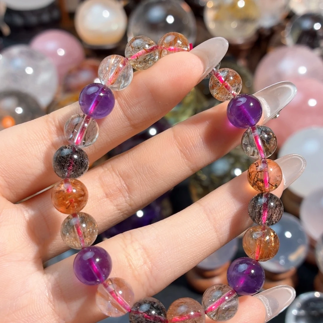 水晶珠宝半成品未镶嵌超七手链 卡9➕