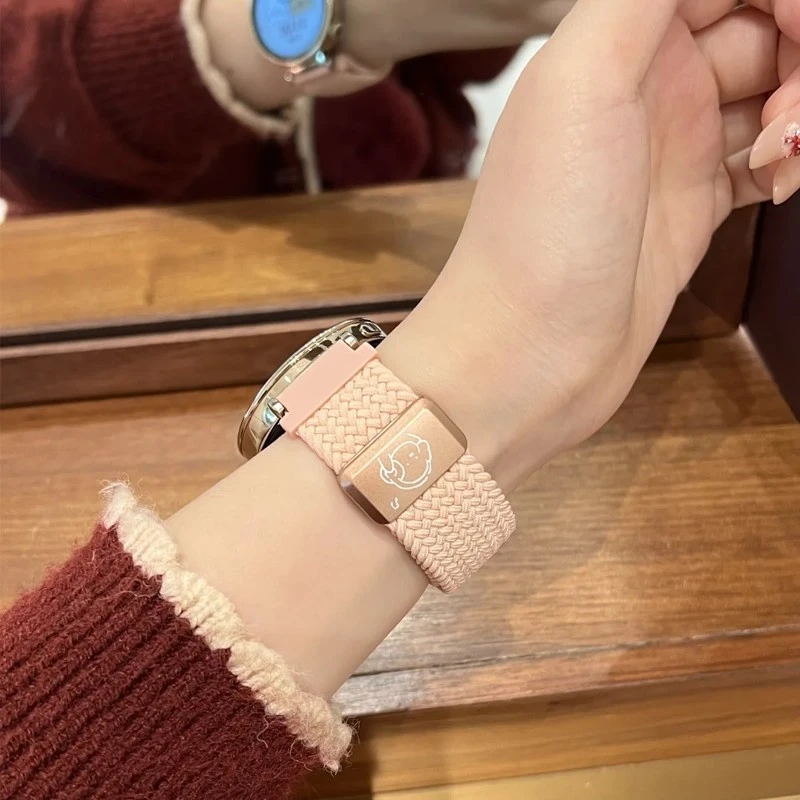 新款小狗尼龙编织磁吸表带适用华为GT6手表带女款秋冬18MM通用