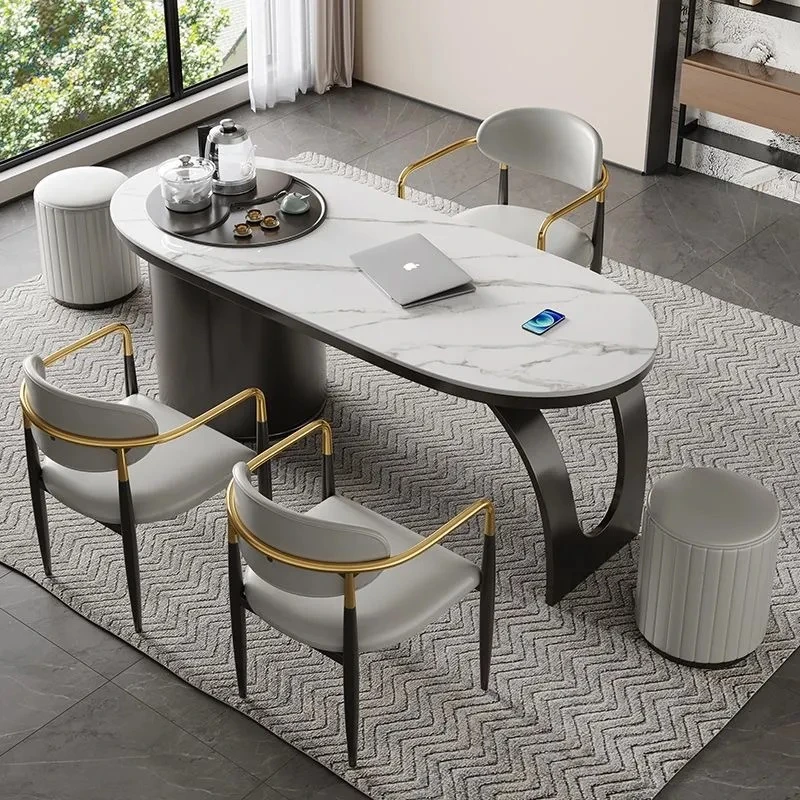 现代简约轻奢伸缩可移动阳台岩板茶桌茶台烧水一体小型茶台