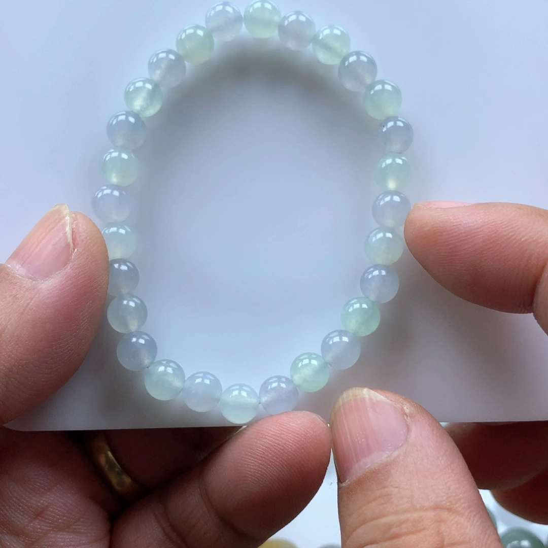 翡翠手串未镶嵌智****陆缅甸天然翡翠手串6.3卡