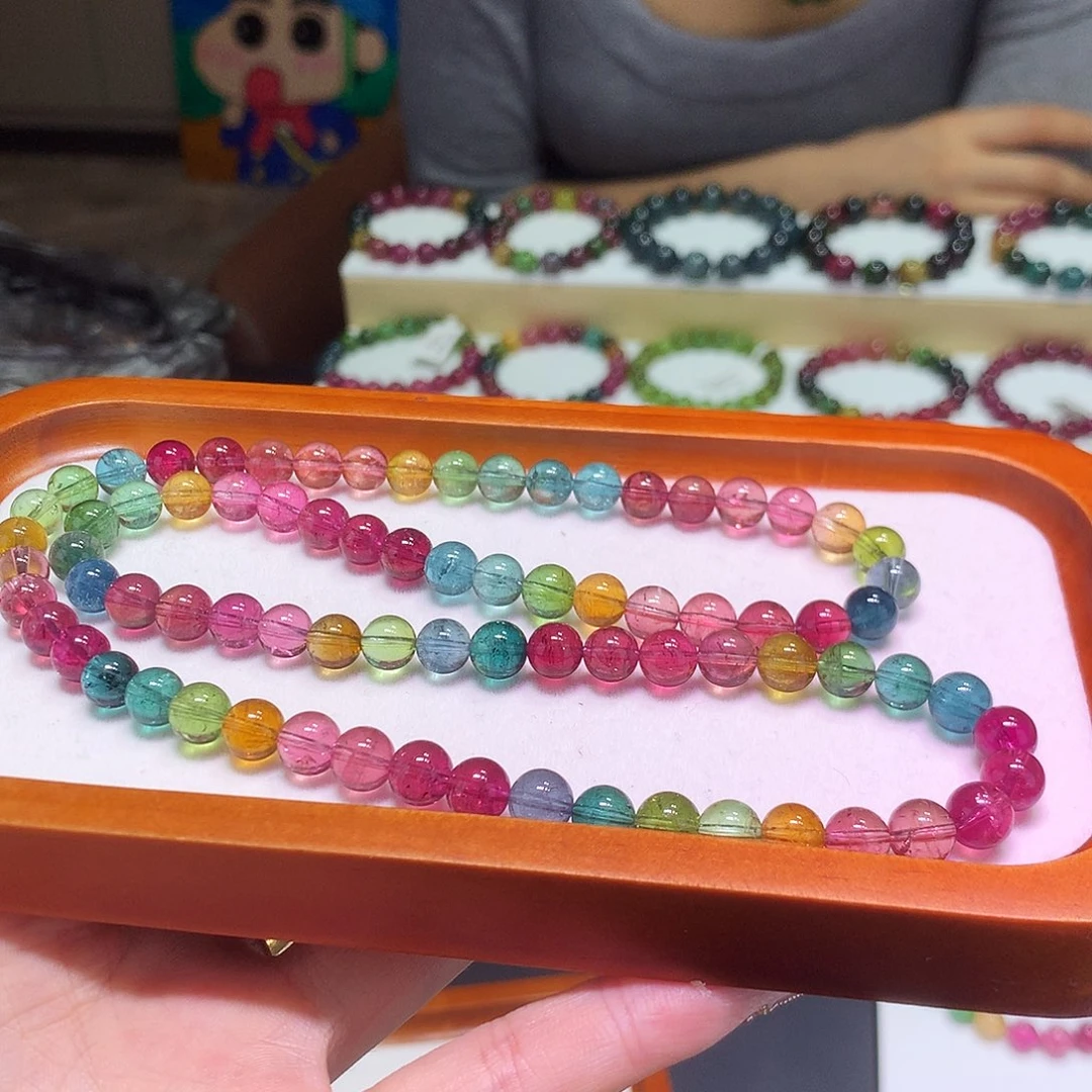 手链未镶嵌碧玺荧光色标三圈7.5mm