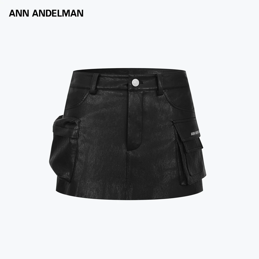 ANN ANDELMAN25冬季 时尚设计短裙皮裙高腰半身裙女士显瘦休闲