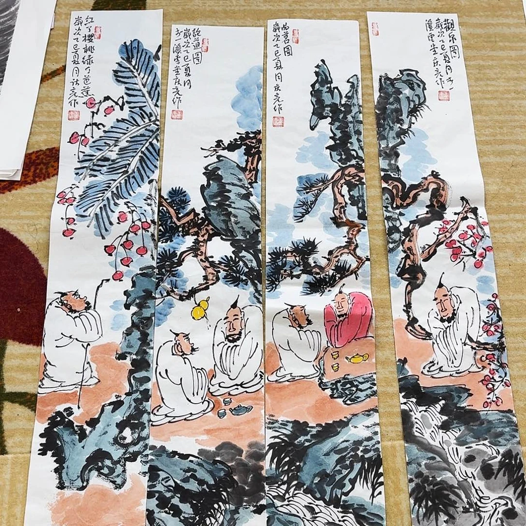 许***可国画100.16手绘作品四张