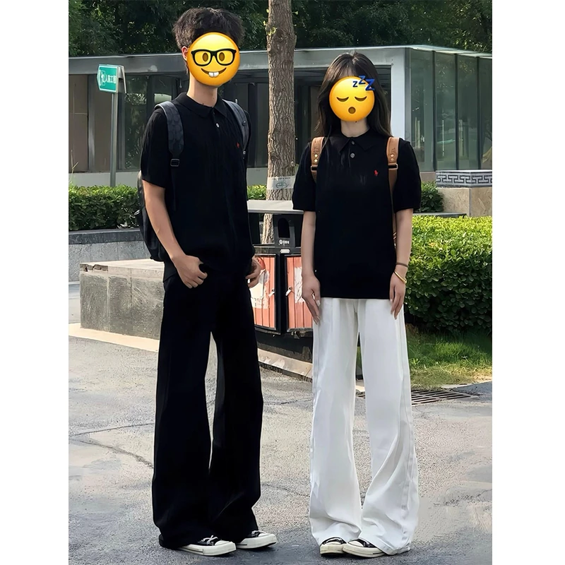 白色美式微喇牛仔裤男夏薄款cleanfit高街情侣裤子宽松提档直筒裤