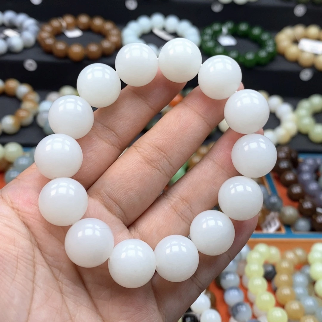 和田玉未镶嵌手串Q卡16白玉