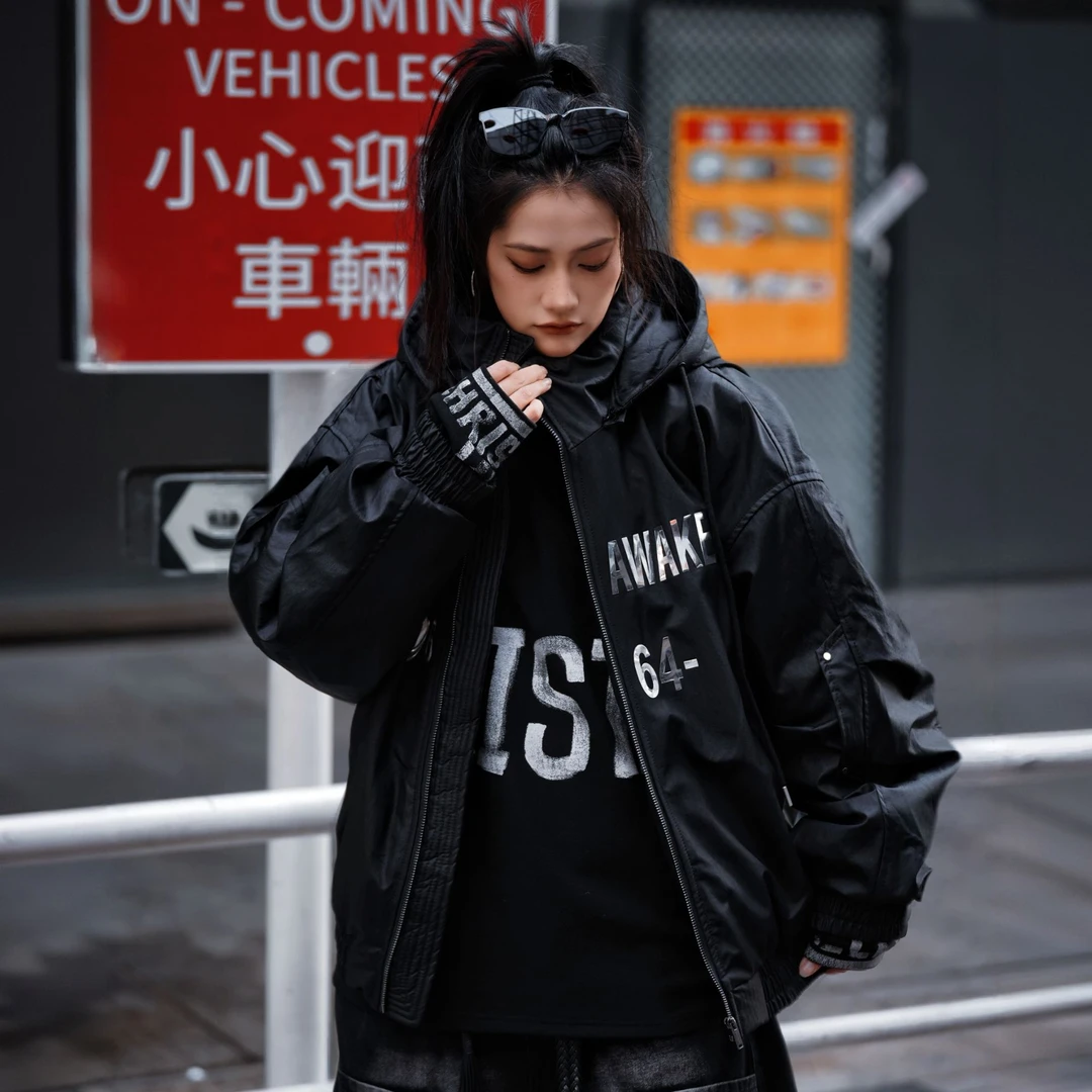 【银刃】机能棉服男女同款黑银反光秋冬炸街显瘦潮人必冲