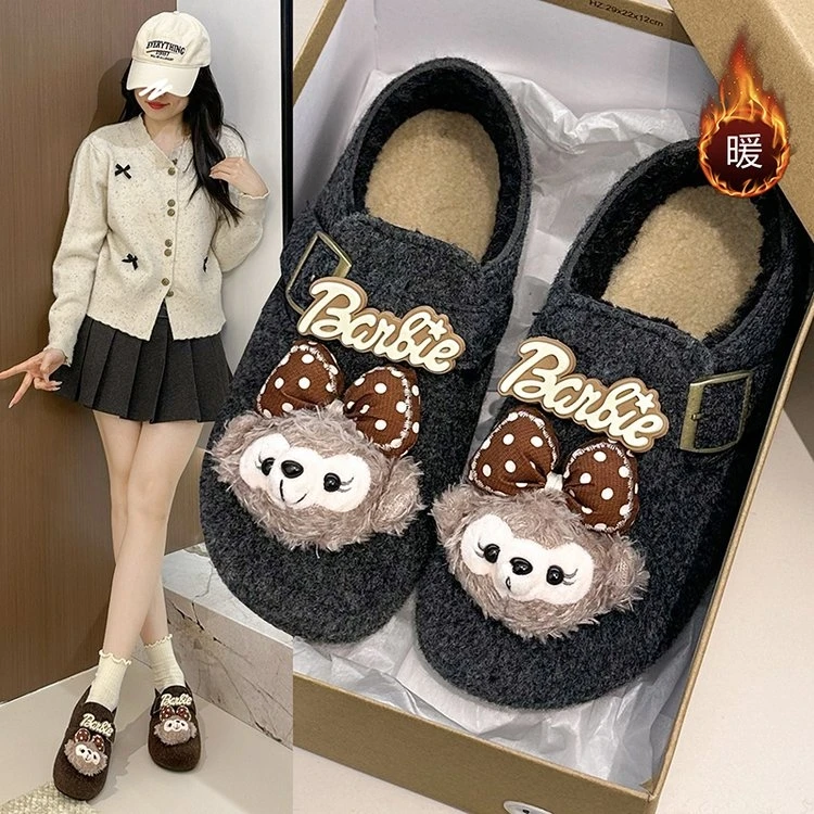 冬季休闲风卡通可爱勃肯鞋棉鞋加绒保暖毛毛雪地靴居家外穿爆款