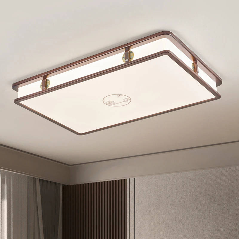 新中式客厅实木吸顶灯现代简约全铜中国风新款餐厅卧室灯