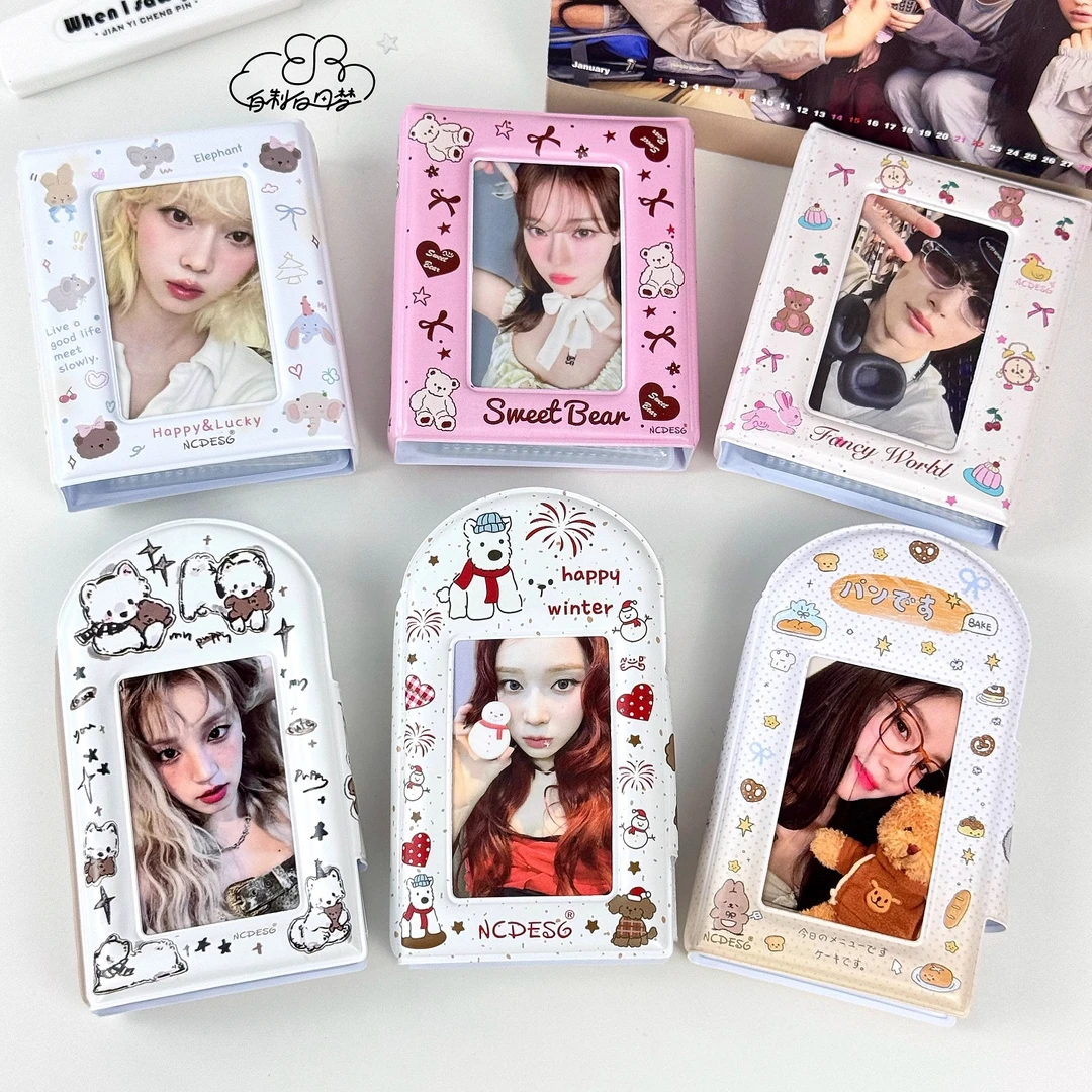 可爱3寸按扣卡包合集手绘可爱动物卡册自印拍立得照收纳相册本ins