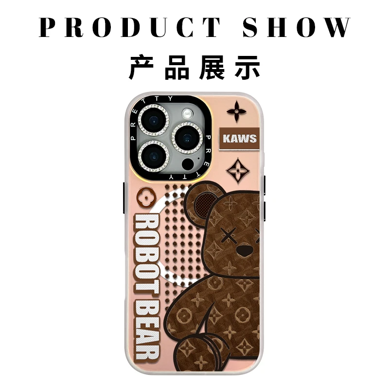 适用苹果iphone16promax高级鎏金手机壳16/15/14/13炫彩时尚潮牌
