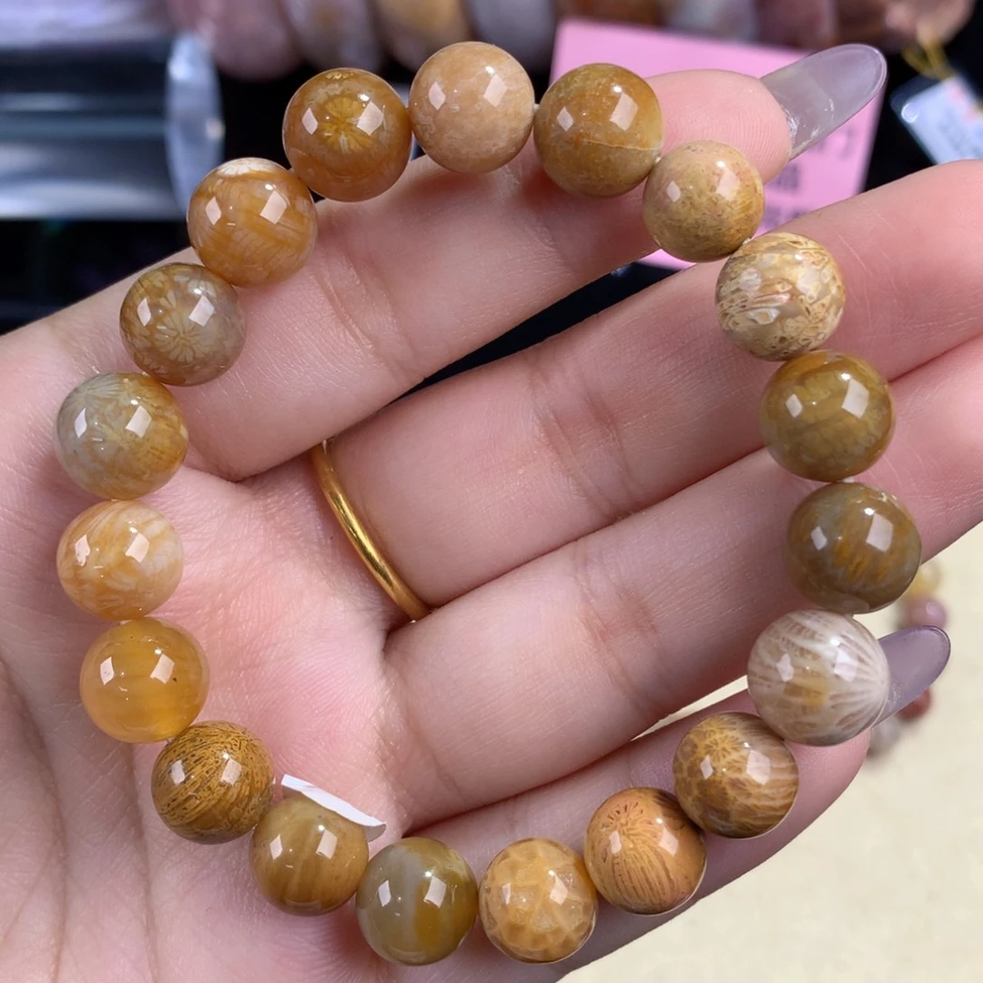 硅化珊瑚（珊瑚玉）未镶嵌吊坠(赠链)3号 焦糖满花8mm