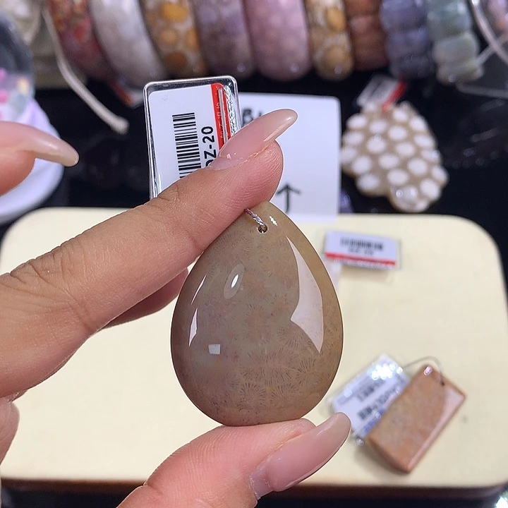 硅化珊瑚（珊瑚玉）未镶嵌吊坠(赠链)7号吊坠