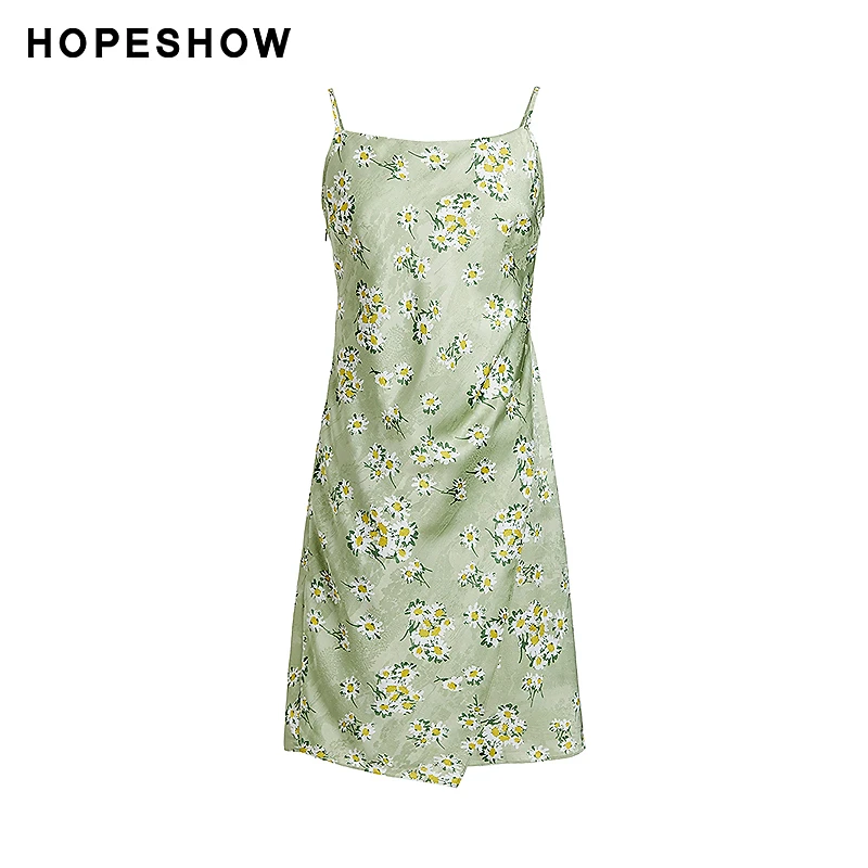 红袖夏季新款女装 印花压褶收腰方领套头吊带上衣89424171638